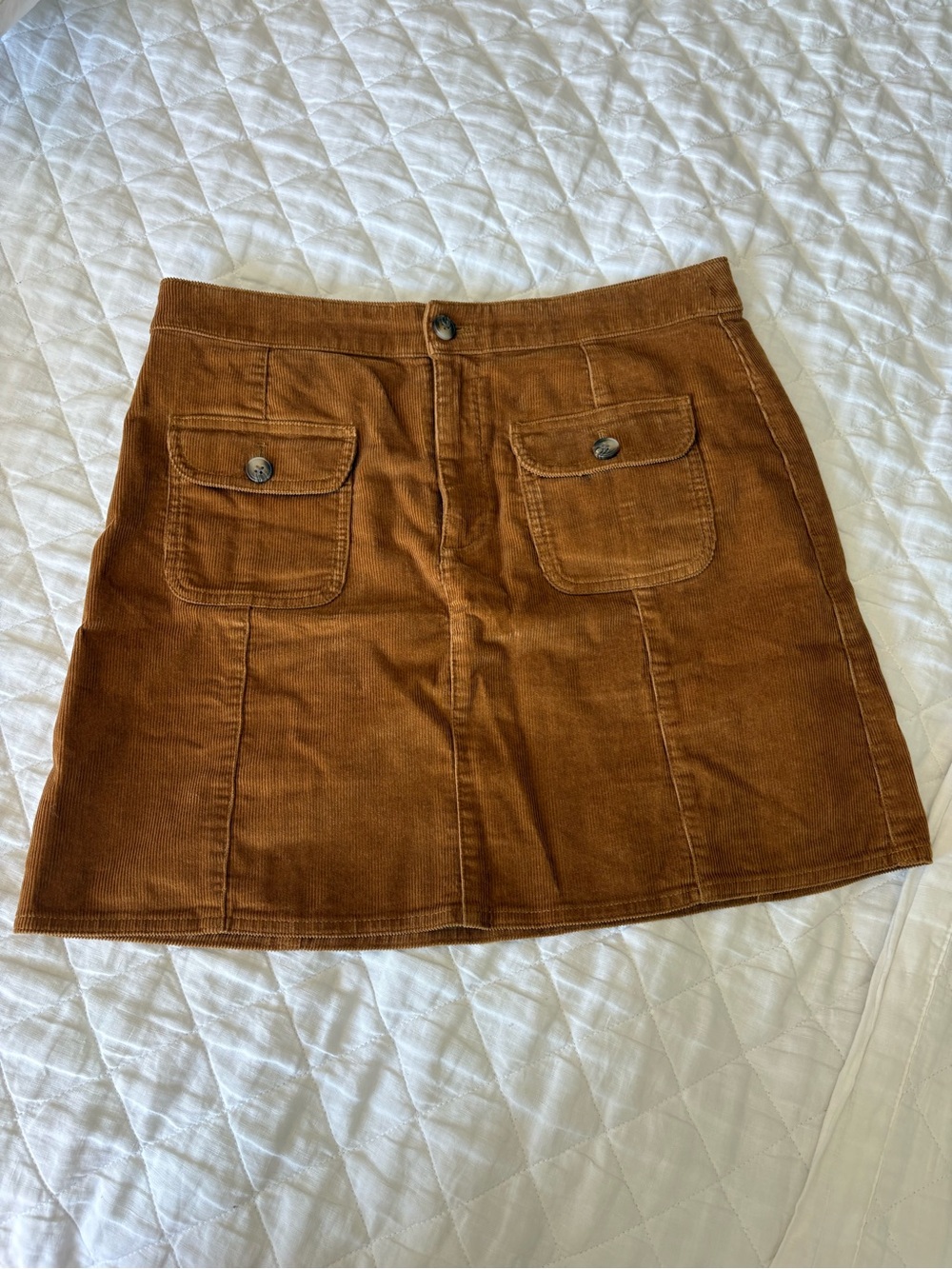 J. Crew Factory Rust Corduroy Mini Skirt with Front Flap Pockets